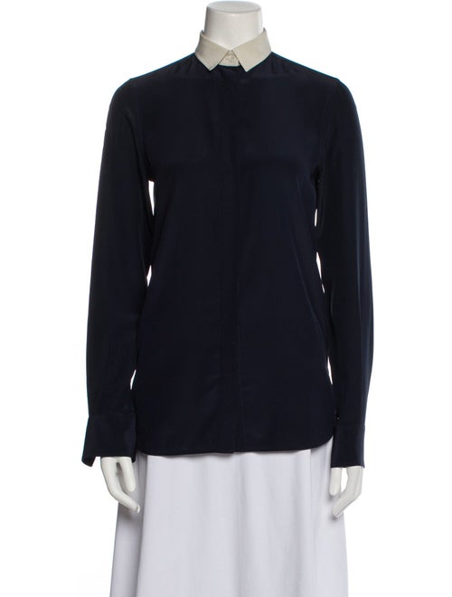 Celine Silk Long Sleeve Button-Up Top