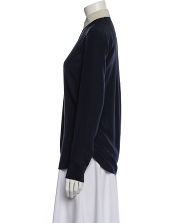 Celine Silk Long Sleeve Button-Up Top