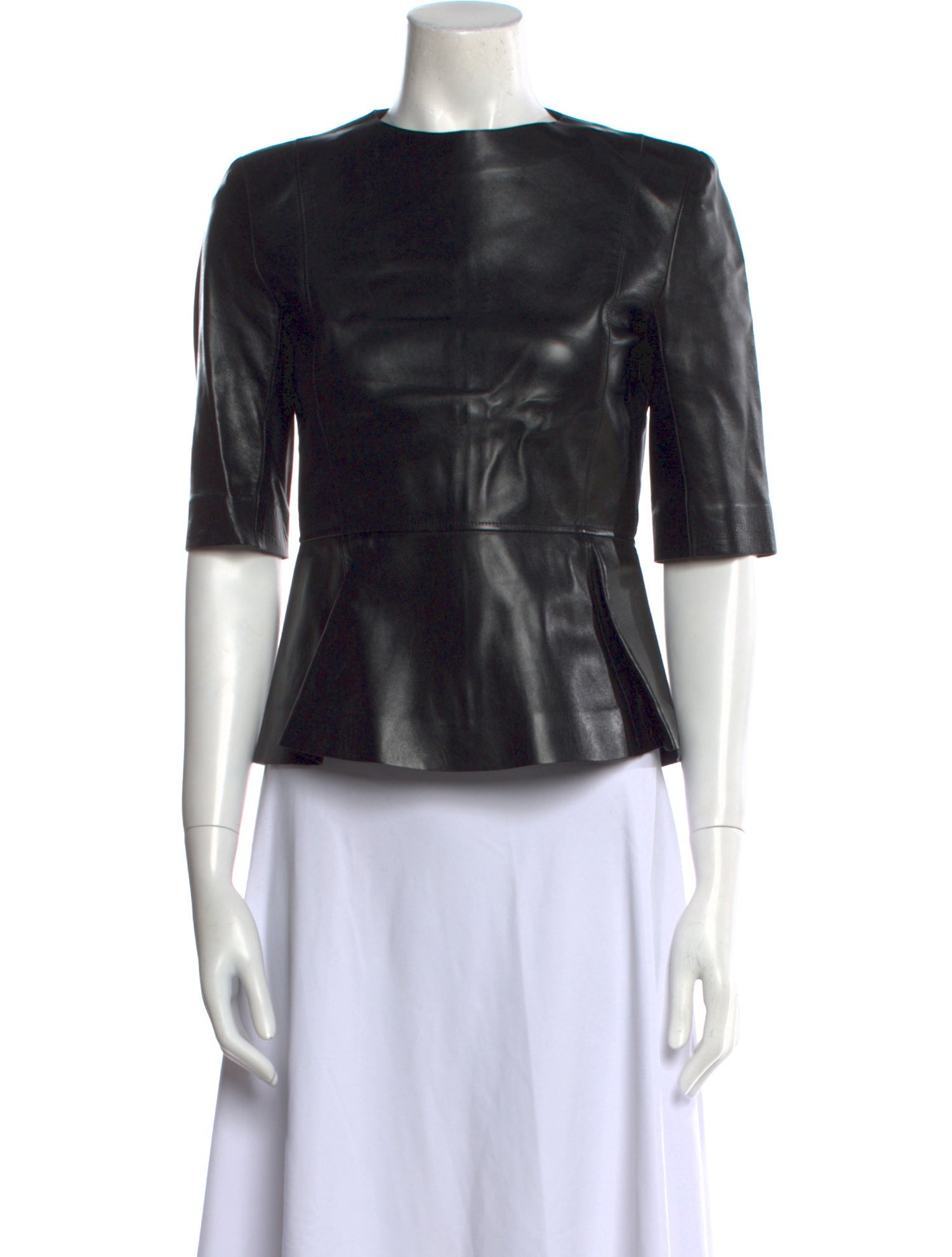 Celine Leather Crew Neck Blouse