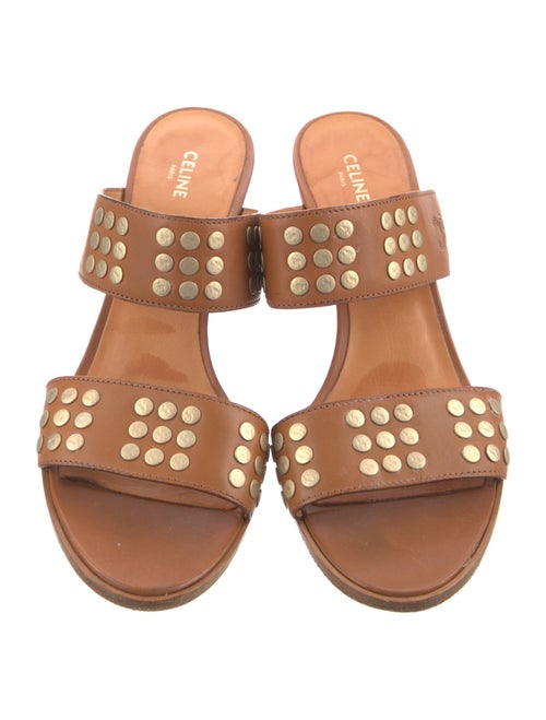 Celine Leather Studded Accents Slides