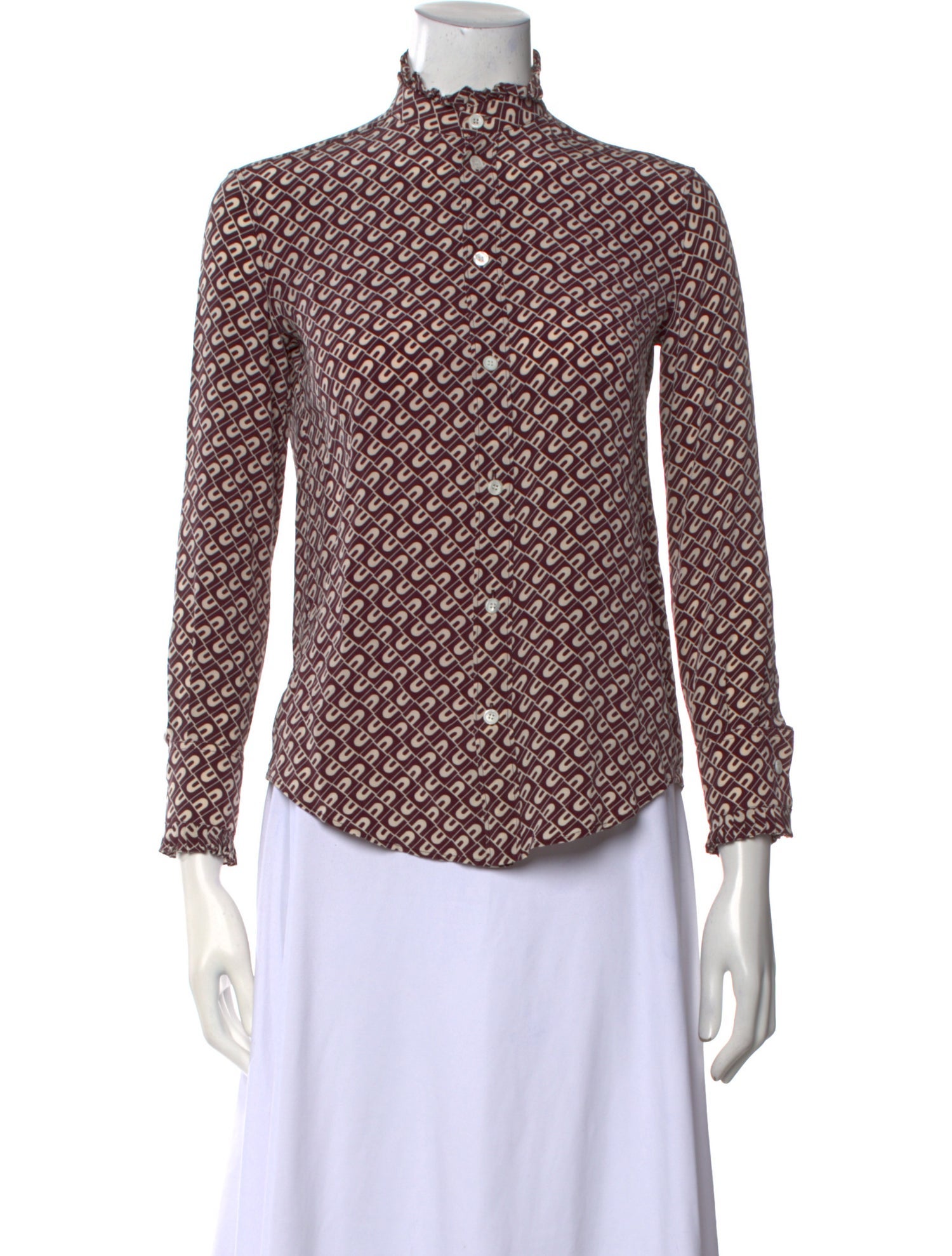 Celine Silk Printed Button-Up Top