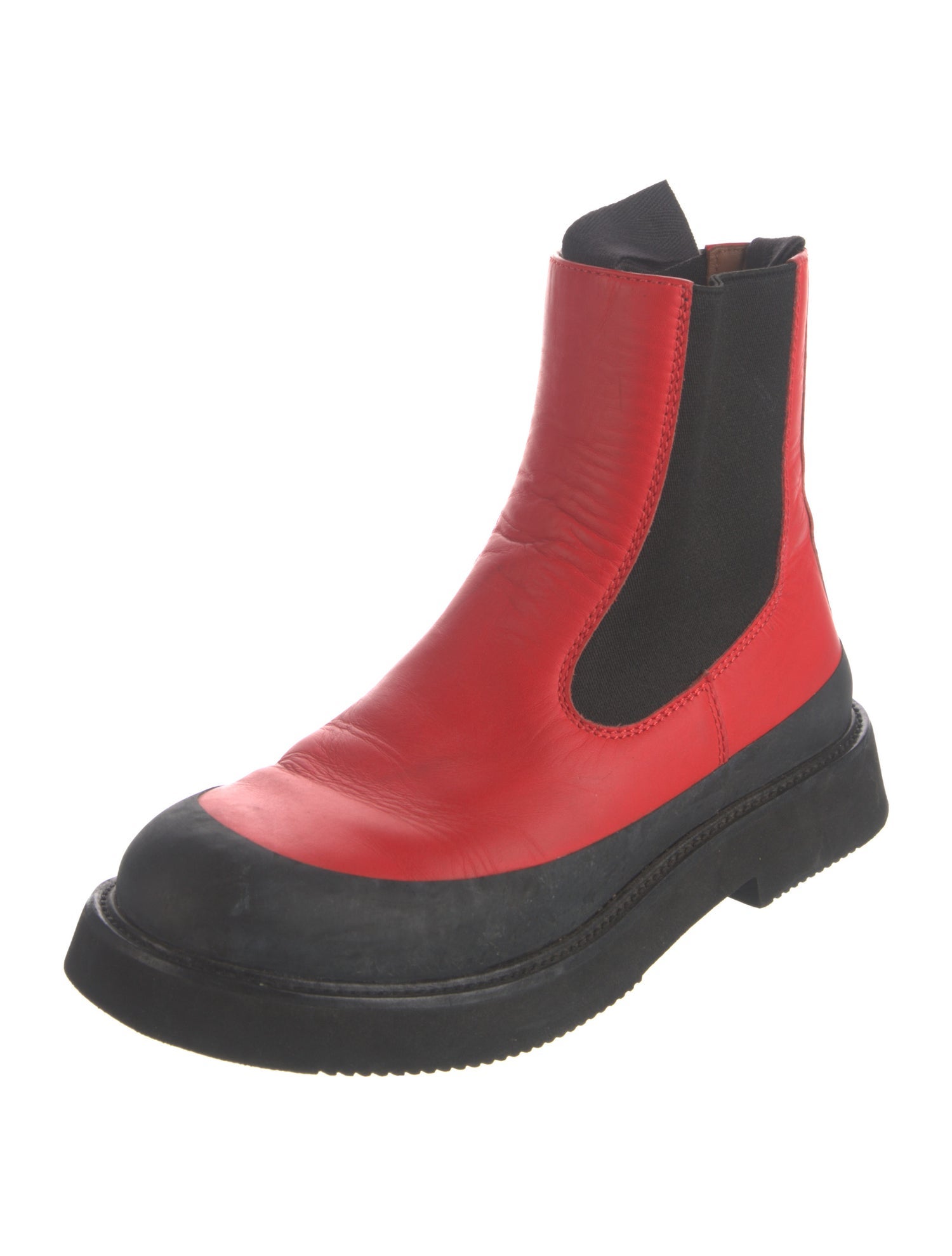 Celine Leather Colorblock Pattern Chelsea Boots