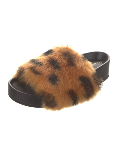 Celine Faux Fur Animal Print Slides