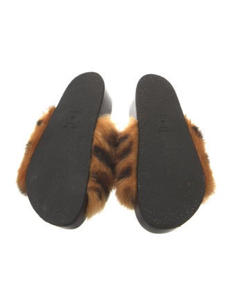 Celine Faux Fur Animal Print Slides
