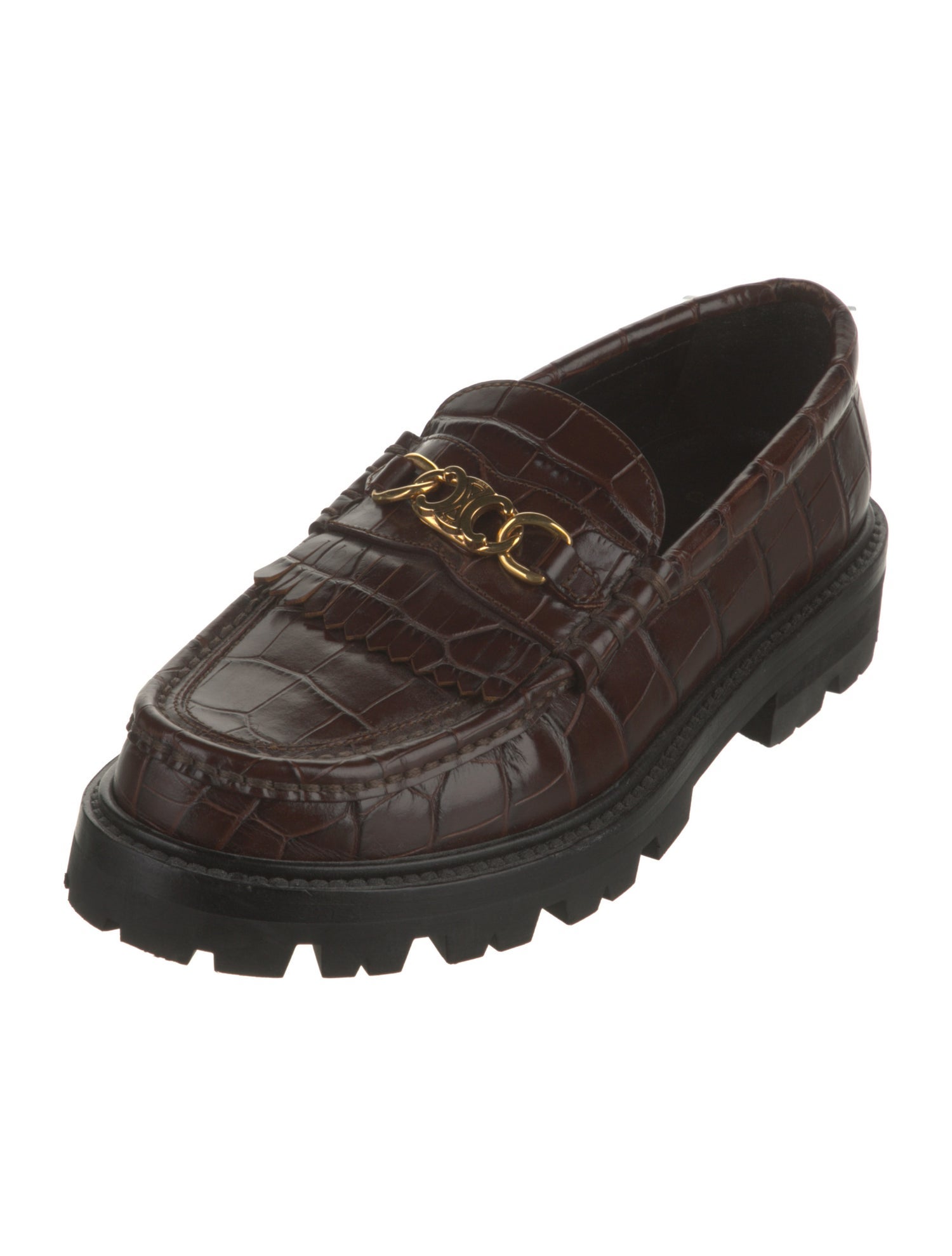 Celine Embossed Leather Loafers