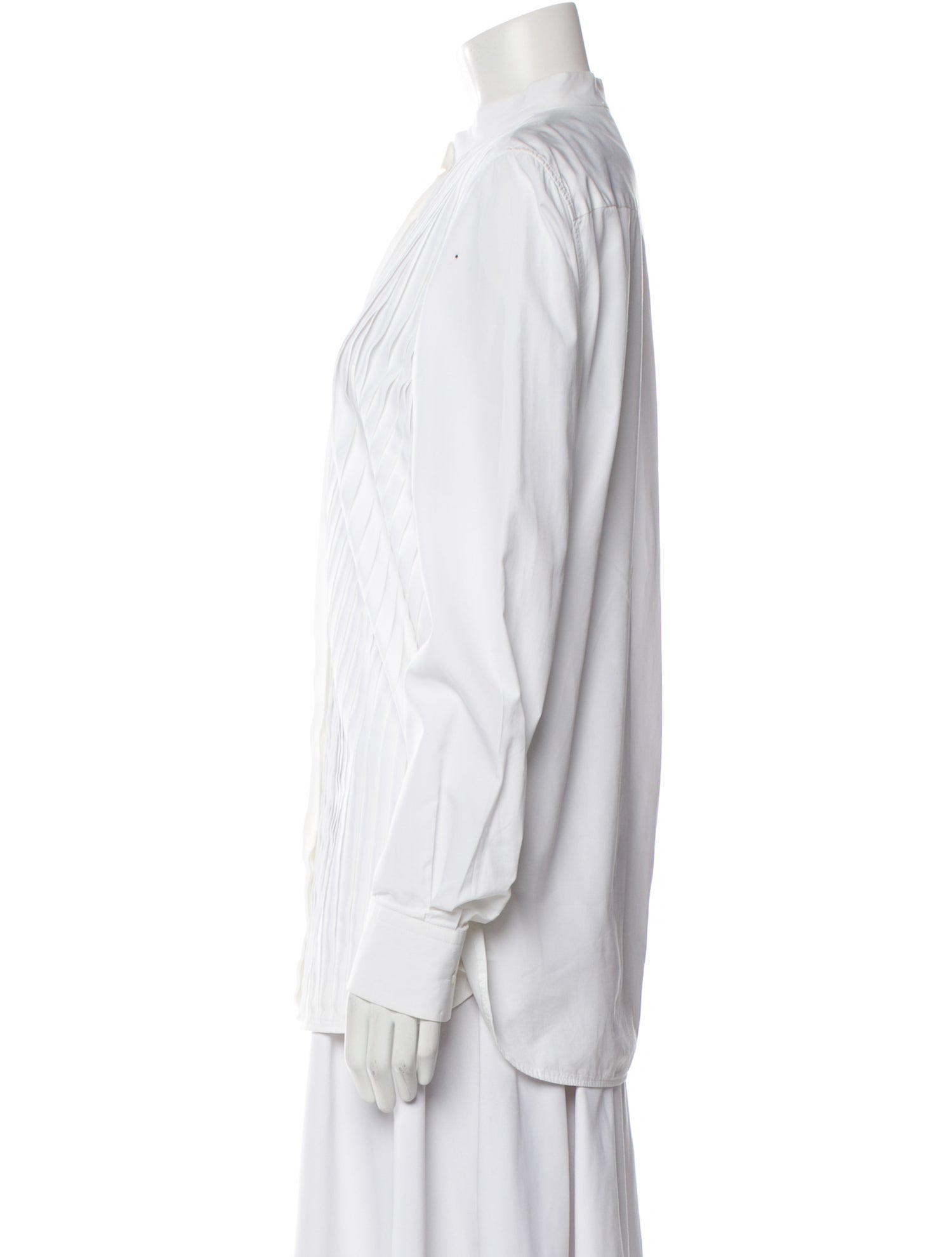 Celine Mock Neck Long Sleeve Button-Up Top