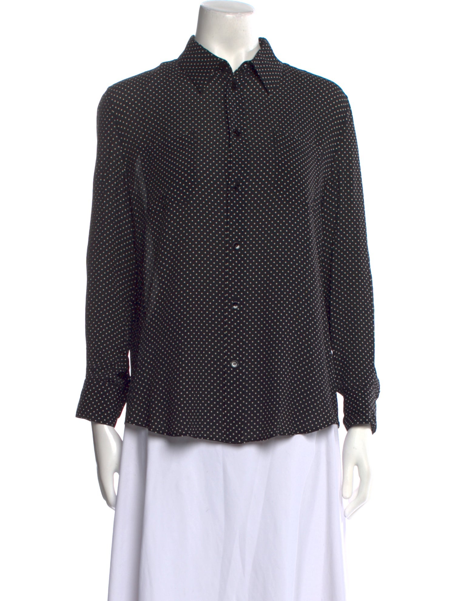 Celine 2019 Polka Dot Print Button-Up Top