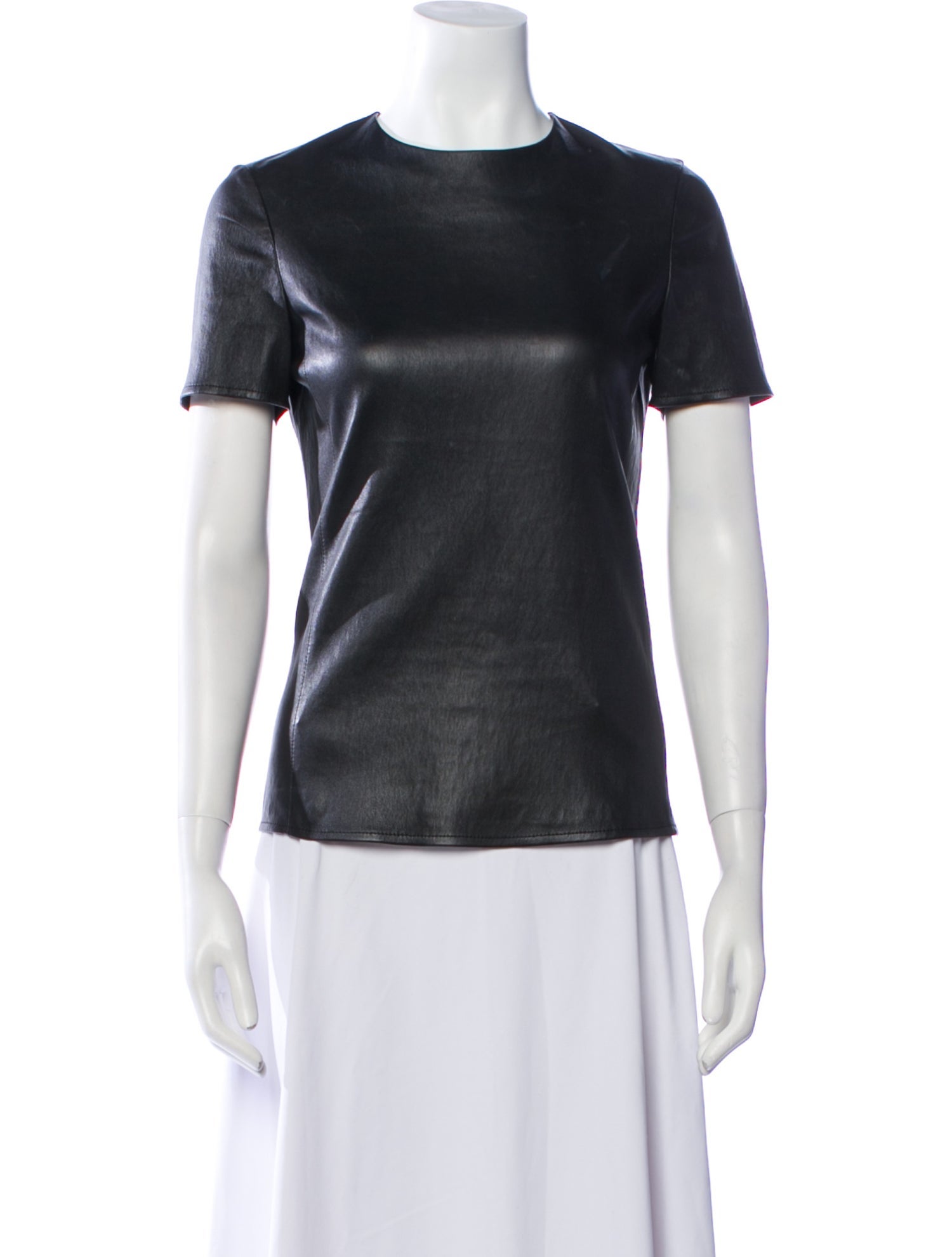 Celine Leather Crew Neck T-Shirt