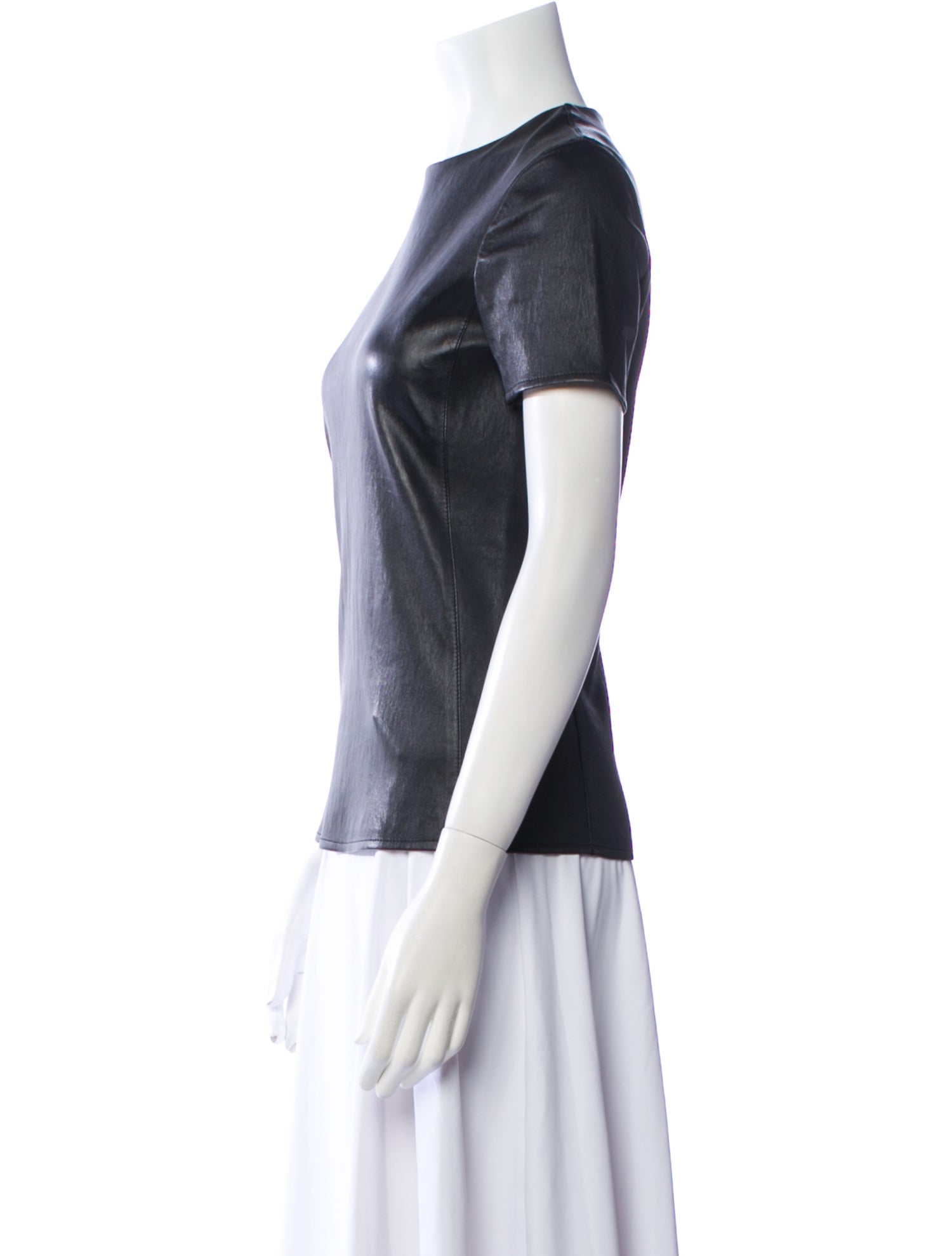 Celine Leather Crew Neck T-Shirt