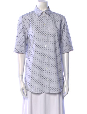 Celine Printed Short Sleeve Button-Up Top