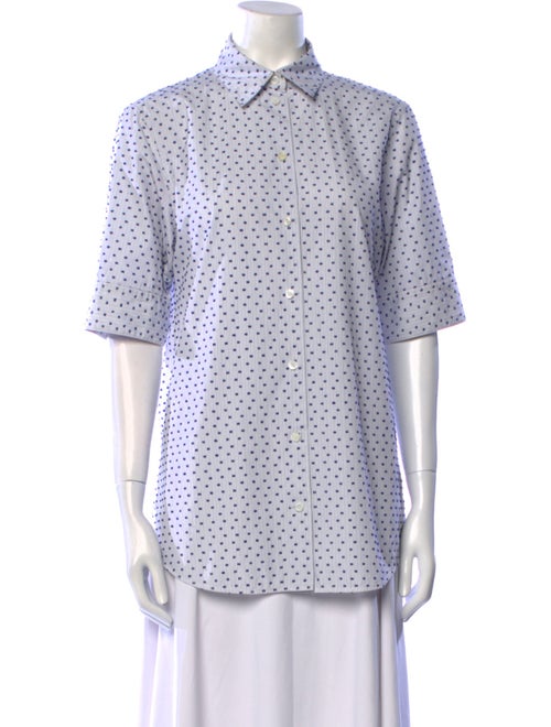 Celine Printed Short Sleeve Button-Up Top