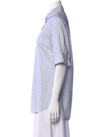 Celine Printed Short Sleeve Button-Up Top