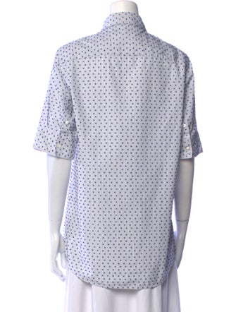 Celine Printed Short Sleeve Button-Up Top