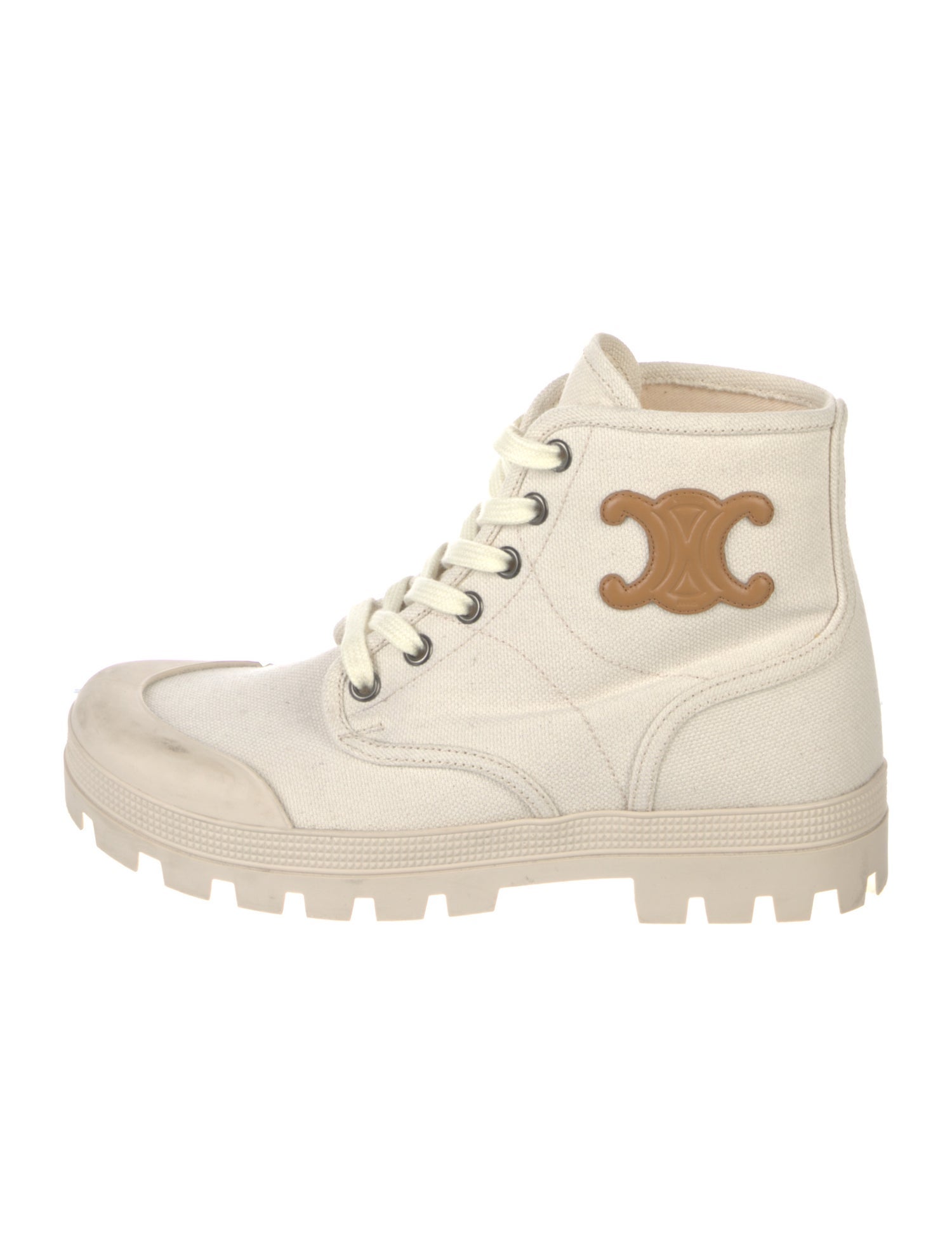 Celine Canvas Graphic Print Hiking Boots