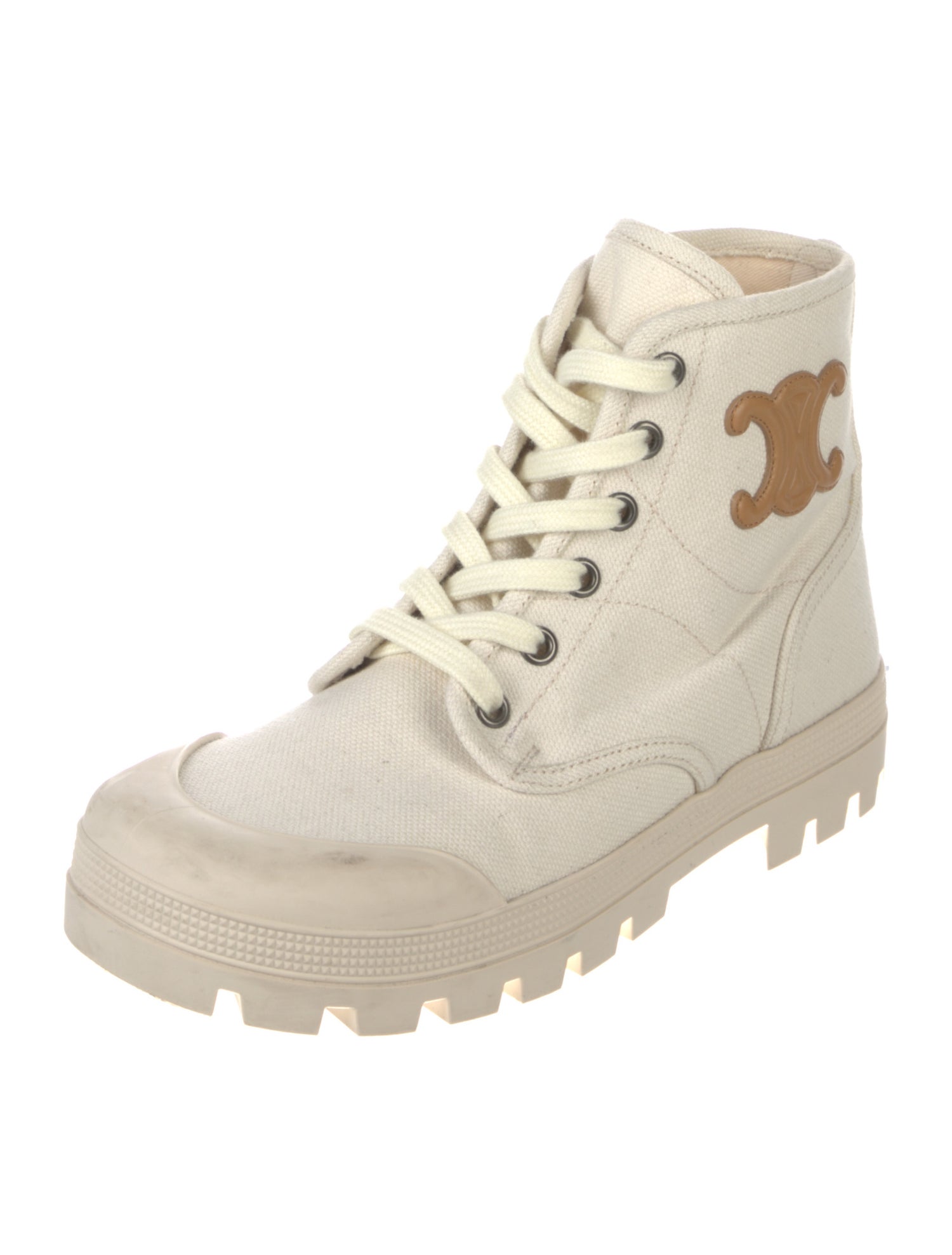 Celine Canvas Graphic Print Hiking Boots