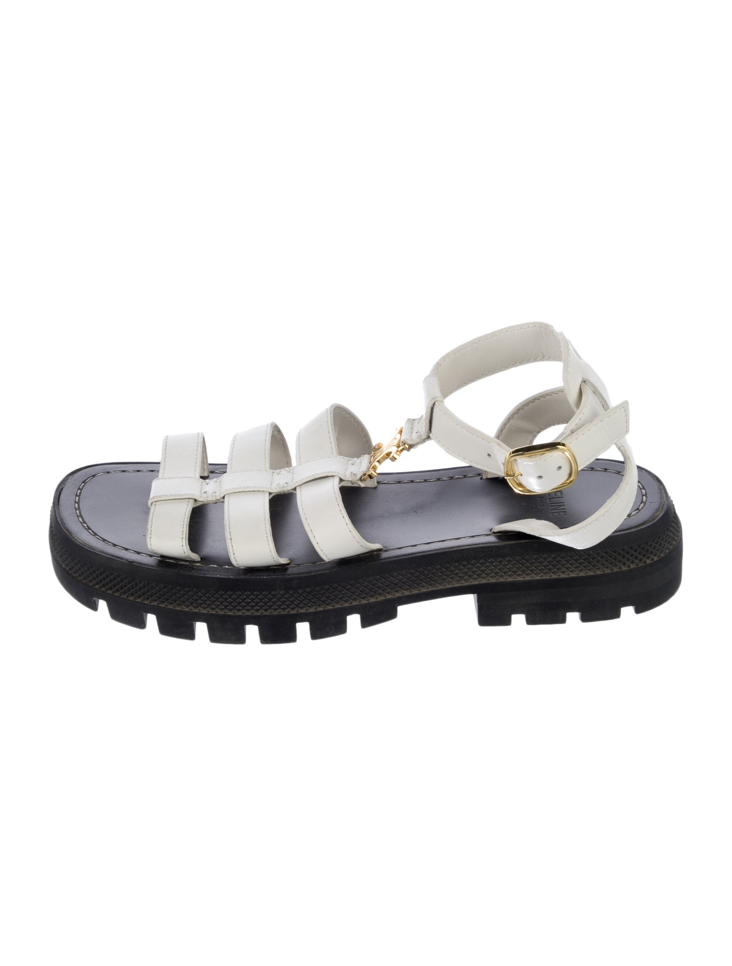 Celine Leather Polka Dot Print Gladiator Sandals