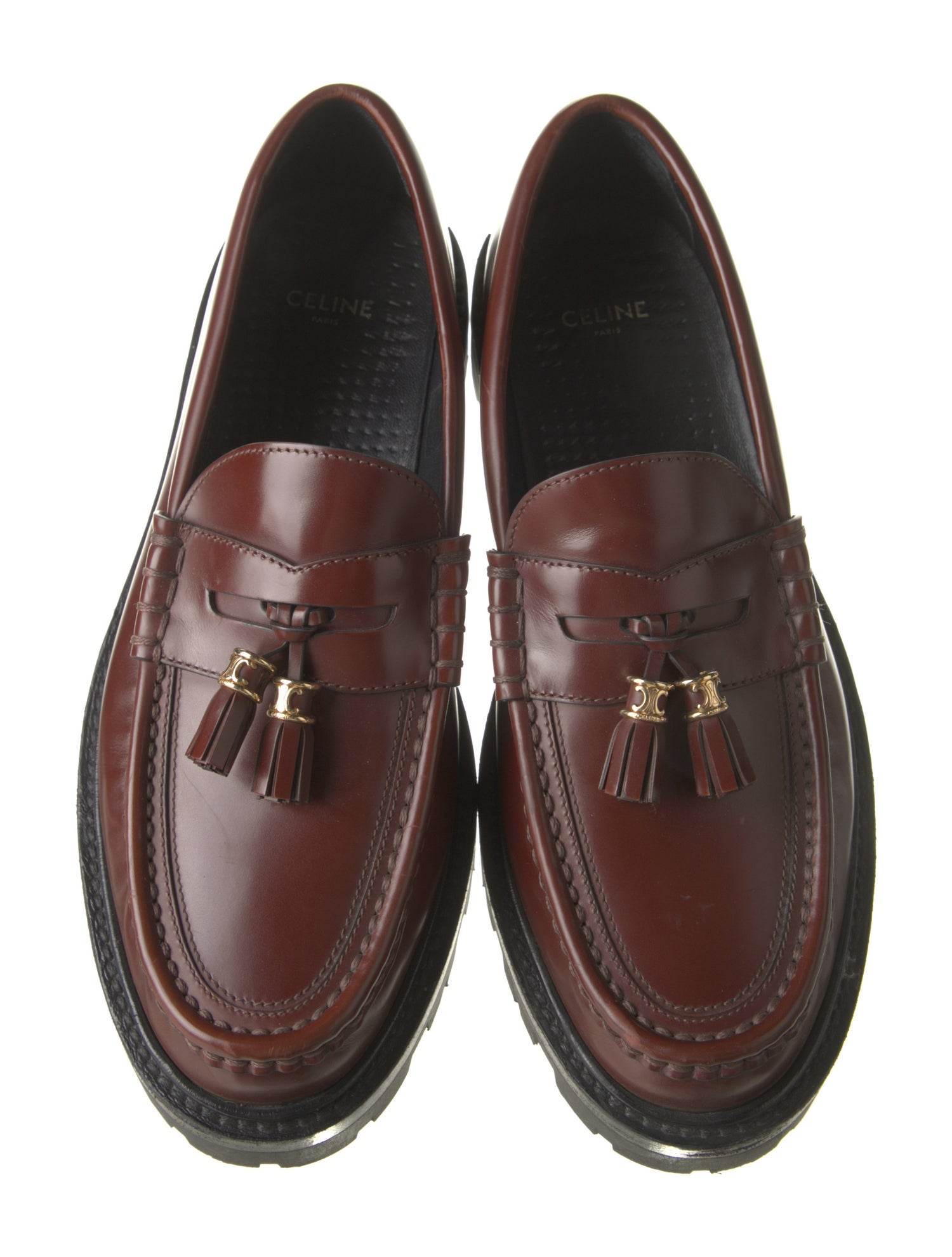 Celine Leather Tassel Accents Loafers