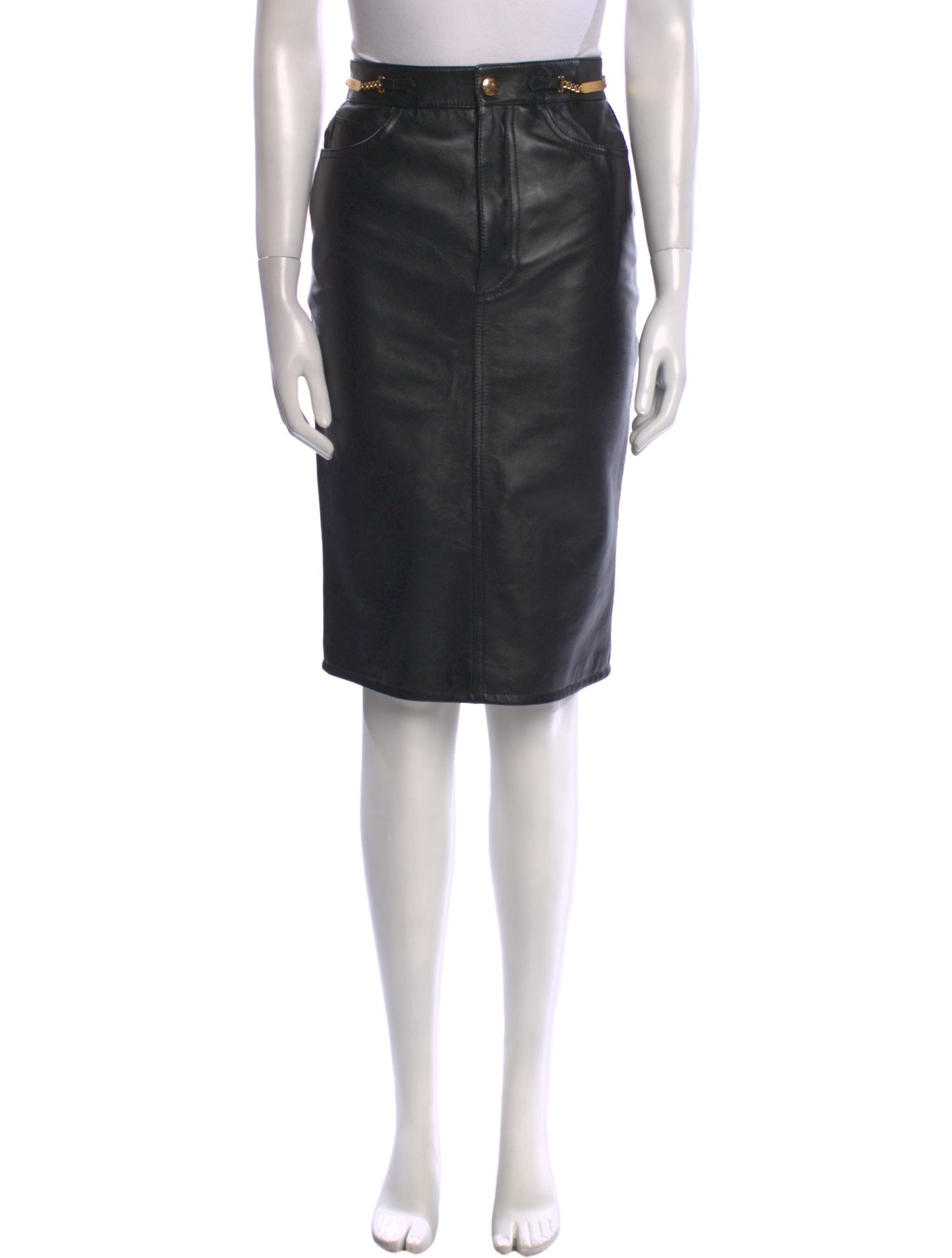 Celine Leather Knee-Length Skirt