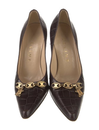 Celine Leather Chain-Link Accents Pumps