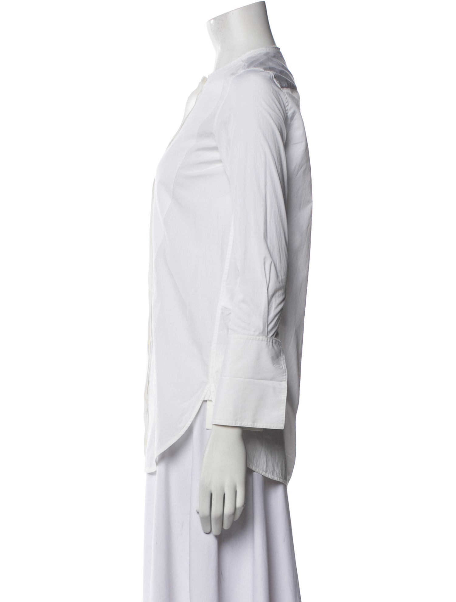 Celine Mock Neck Long Sleeve Button-Up Top