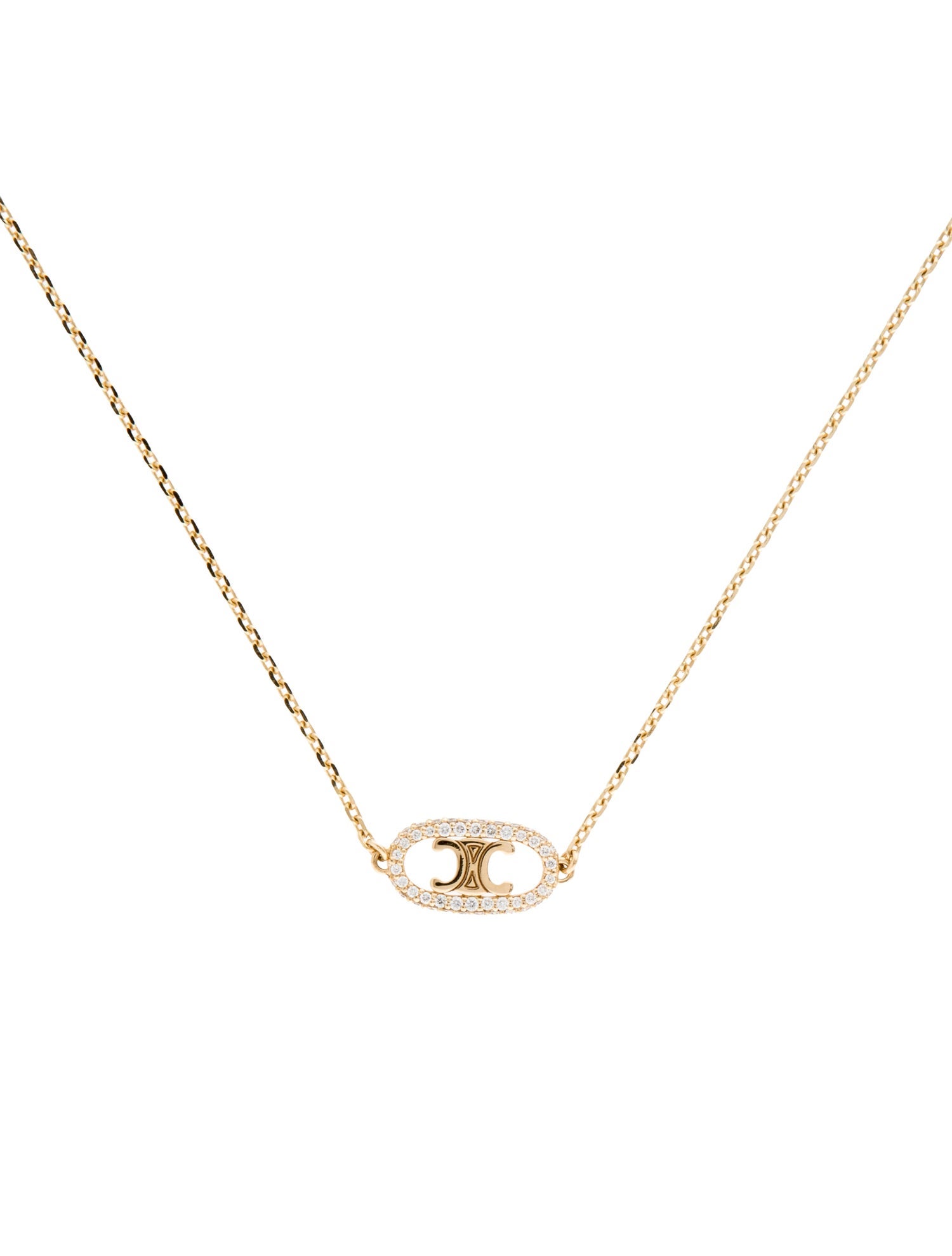 Celine 18K Diamond Maillon Triomphe Pendant Necklace