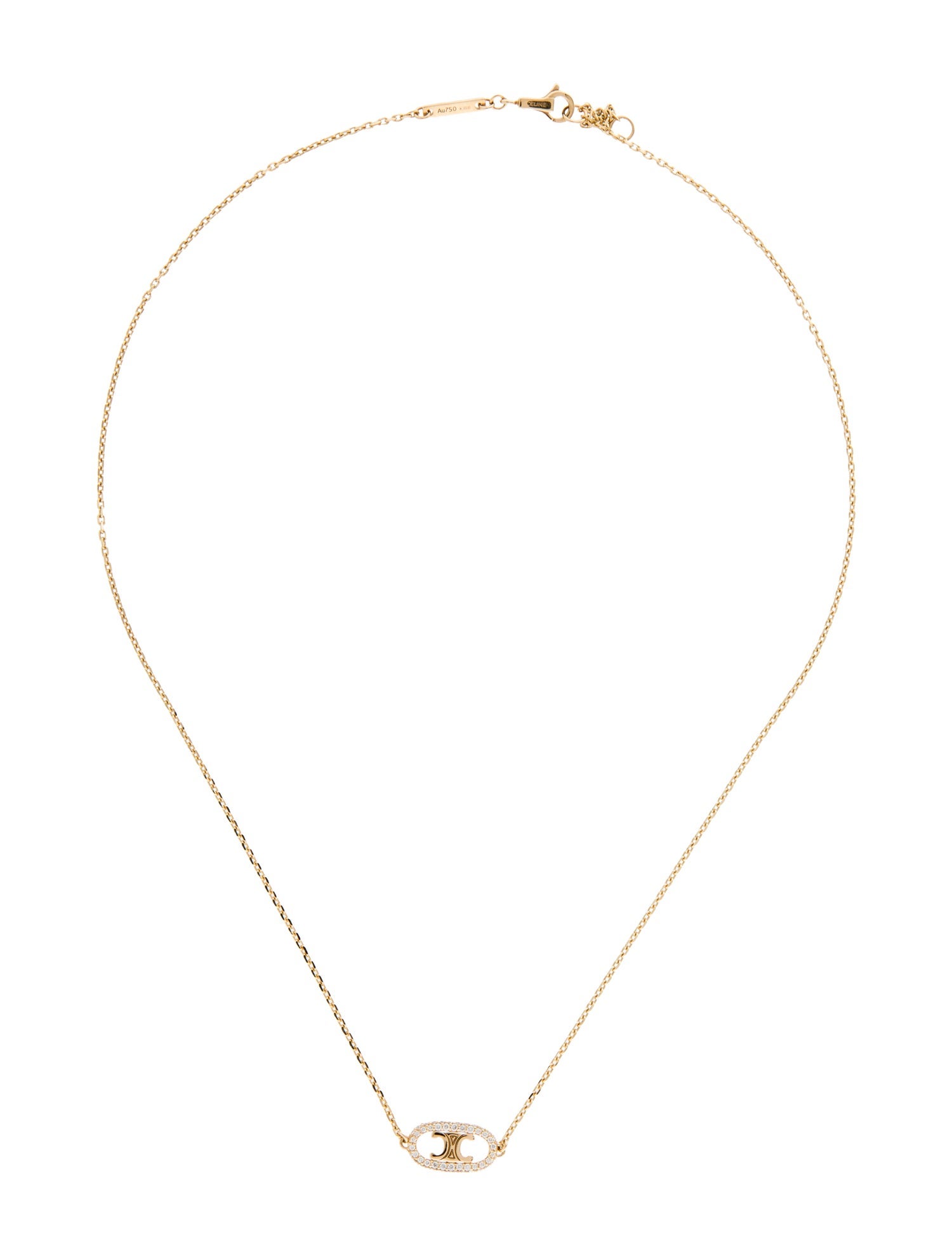 Celine 18K Diamond Maillon Triomphe Pendant Necklace