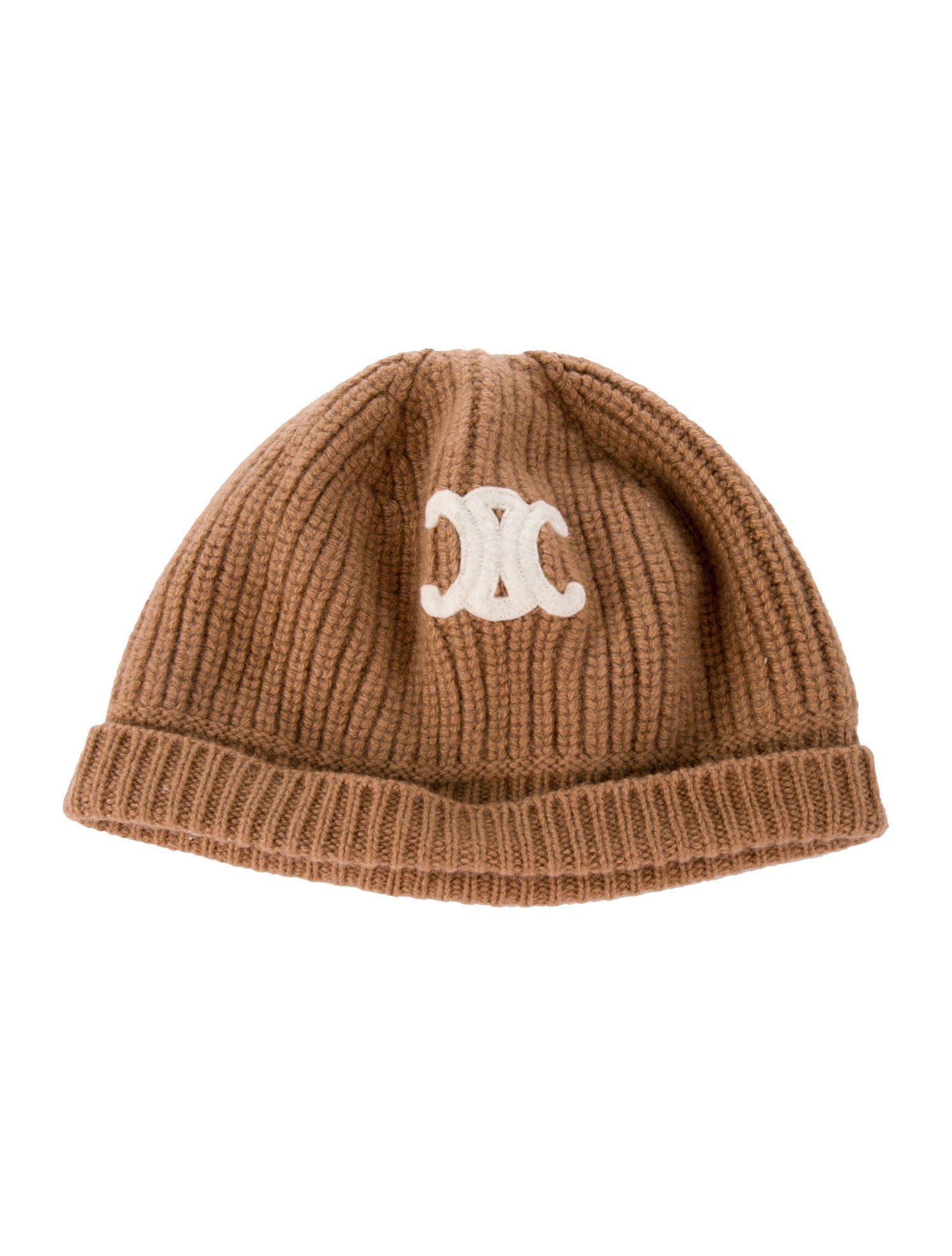 Celine Cashmere Logo Embellishment Knit Beanie