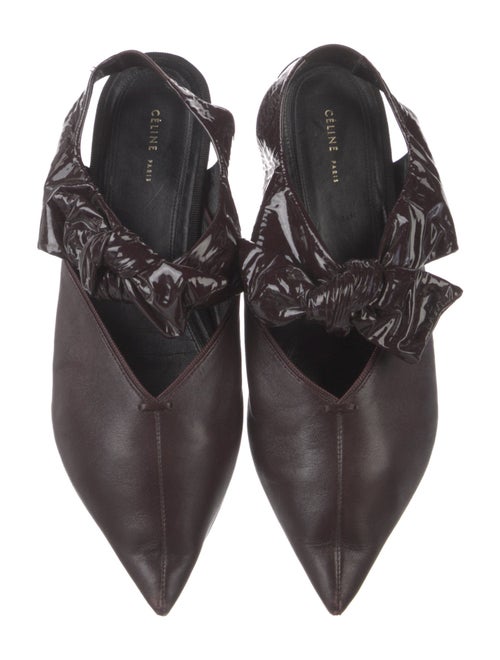 Celine Leather Bow Accents Slingback Flats