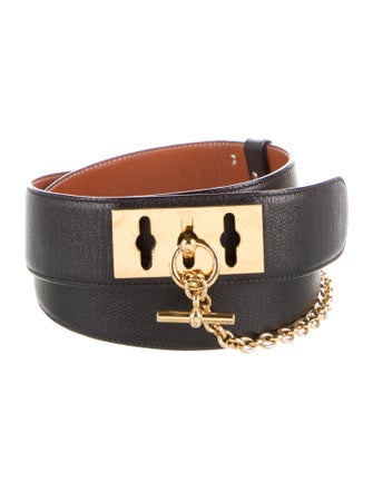 Celine Leather Chain-Link Accents Waist Belt