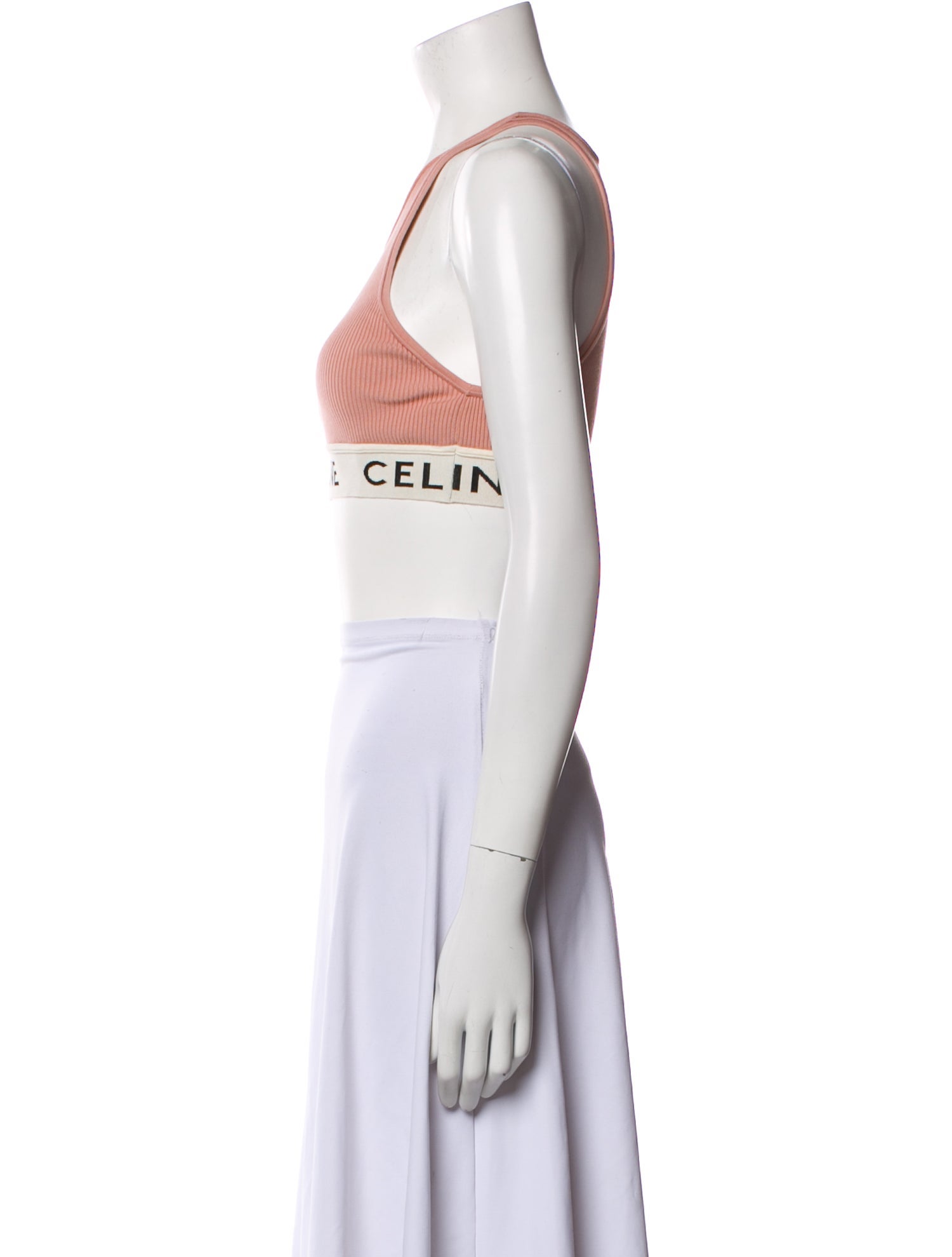 Celine Graphic Print Scoop Neck Crop Top