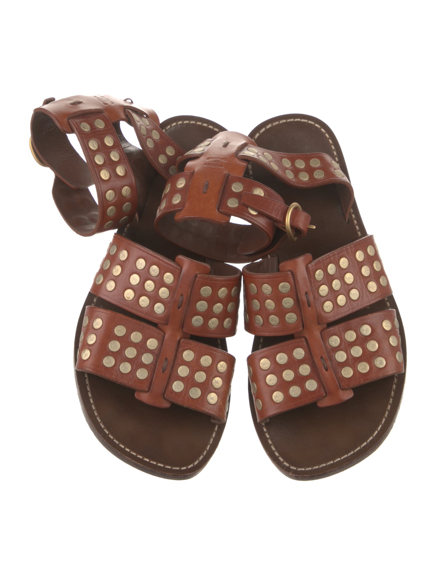Celine Leather Studded Accents Sandals
