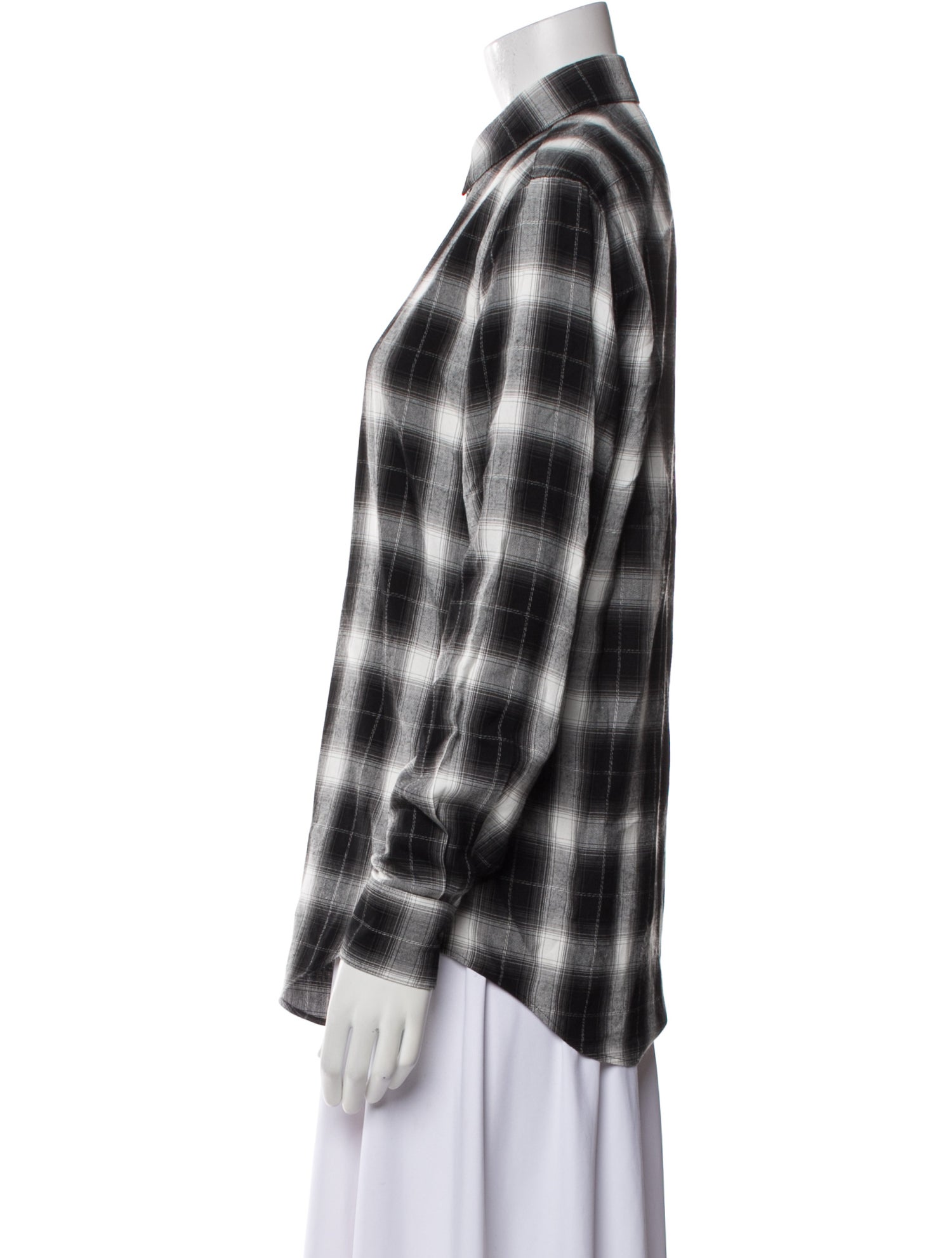 Celine Plaid Print Long Sleeve Shirt