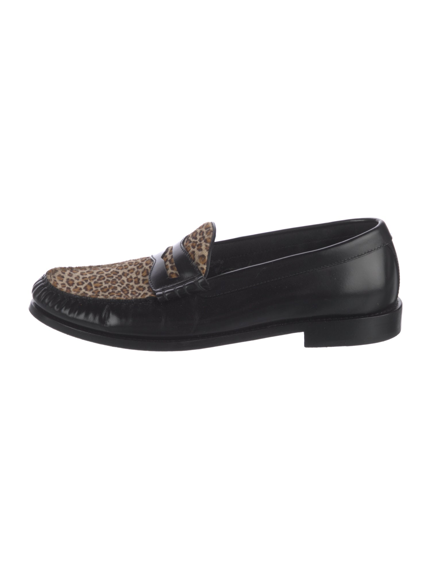 Celine Leather Animal Print Loafers