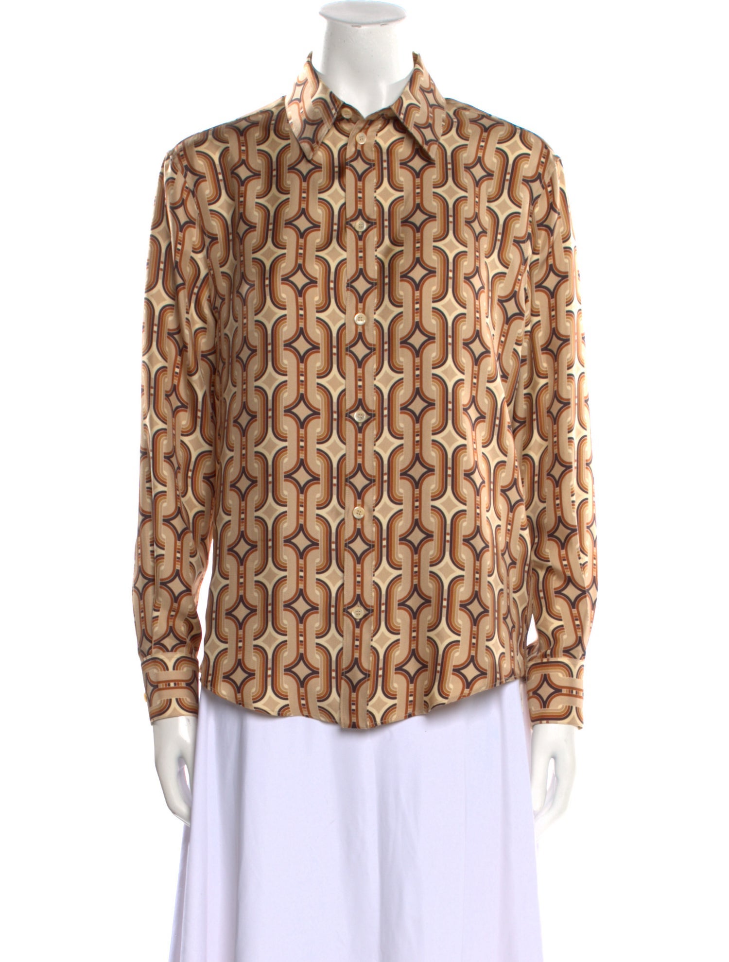 Celine Silk Printed Button-Up Top