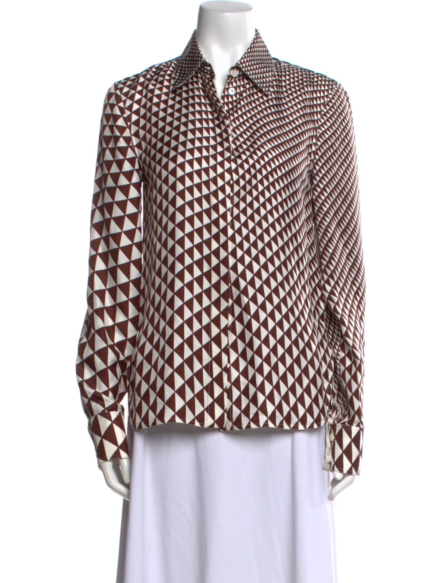 Celine Silk Printed Button-Up Top