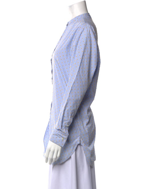 Celine Striped Mock Neck Button-Up Top