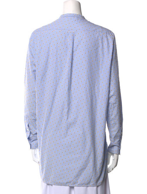 Celine Striped Mock Neck Button-Up Top