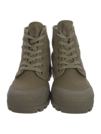 Celine Signature Logo Canvas Lace-Up Boots