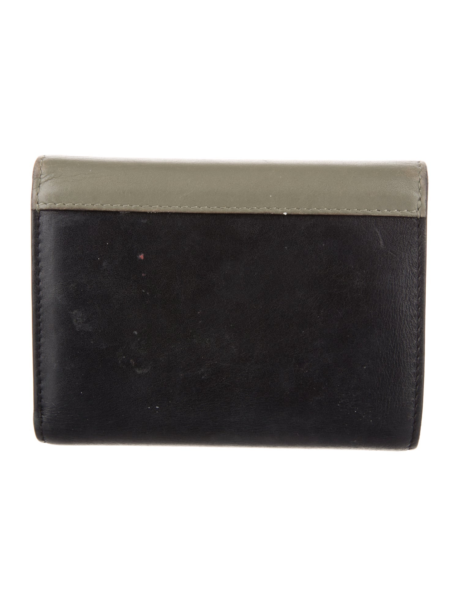 Celine Leather Colorblock Pattern Compact Wallet
