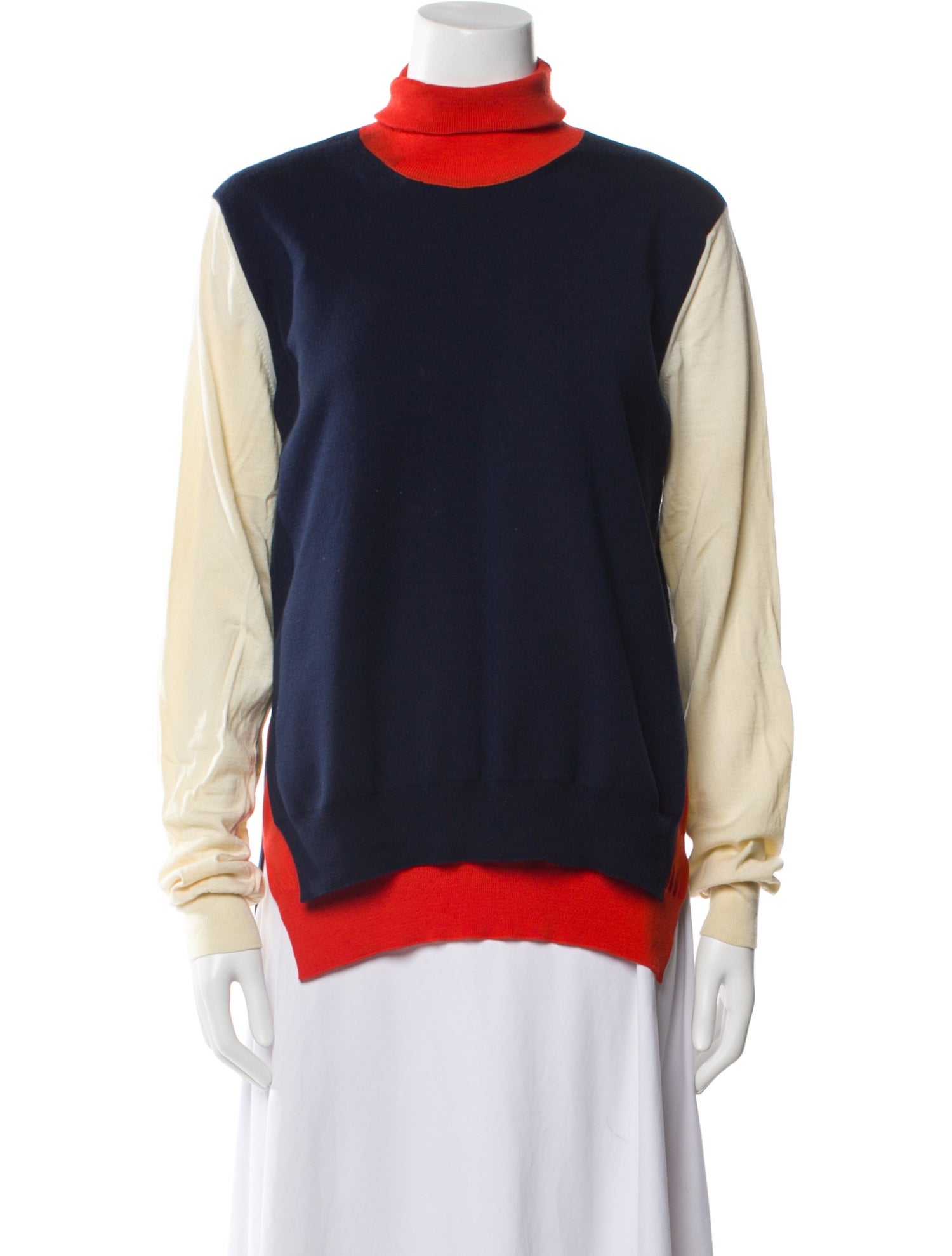 Celine Wool Colorblock Pattern Sweater