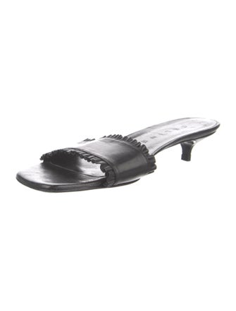 Celine Leather Ruffle Embellishment Slides