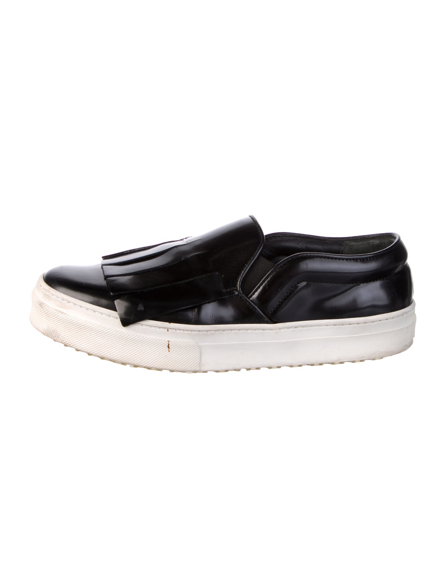 Celine Patent Leather Fringe Trim Accent Sneakers
