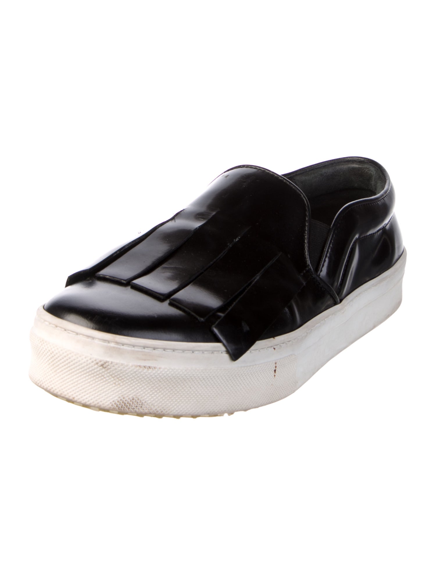 Celine Patent Leather Fringe Trim Accent Sneakers