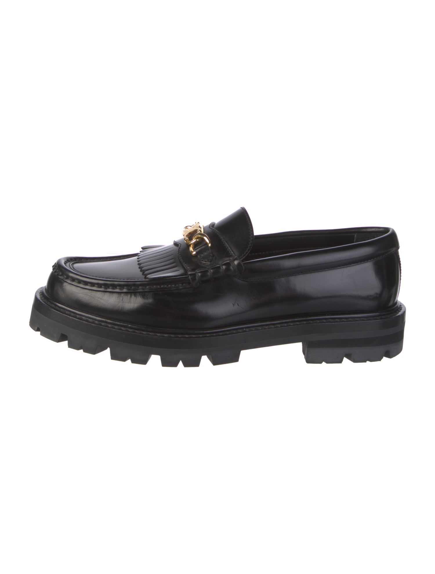 Celine Leather Fringe Trim Accent Loafers