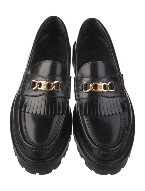 Celine Leather Fringe Trim Accent Loafers