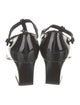 Celine Patent Leather Grosgrain Trim T-Strap Pumps
