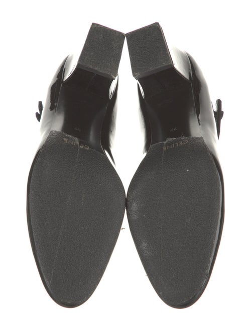 Celine Patent Leather Grosgrain Trim T-Strap Pumps