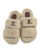 Celine Shearling Leather Trim Embellishment Slides