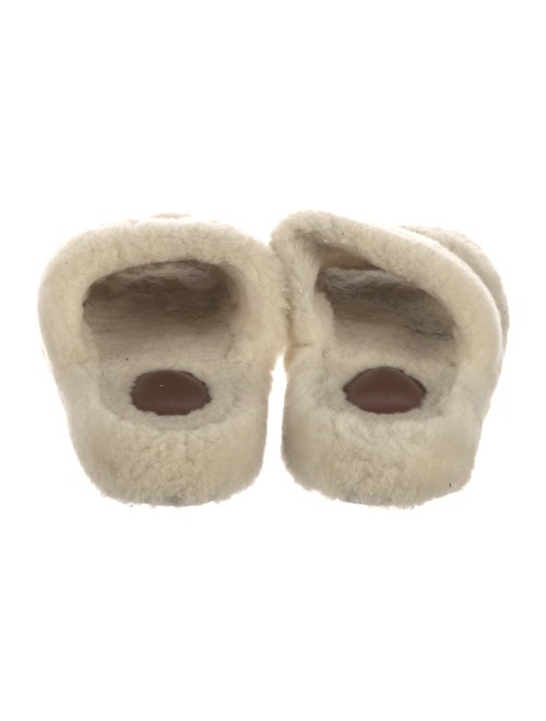 Celine Shearling Leather Trim Embellishment Slides
