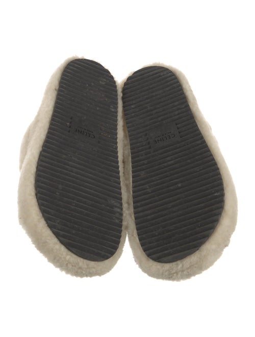 Celine Shearling Leather Trim Embellishment Slides